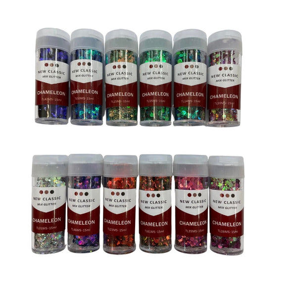 12 pc. Mixed Glitter, Chameleon Effect