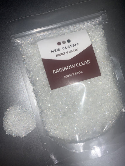 Rainbow Clear Broken Glass 100 Grams (Small Glass)