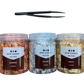 Gold, Silver, Copper 3 Bottle Foil Flakes