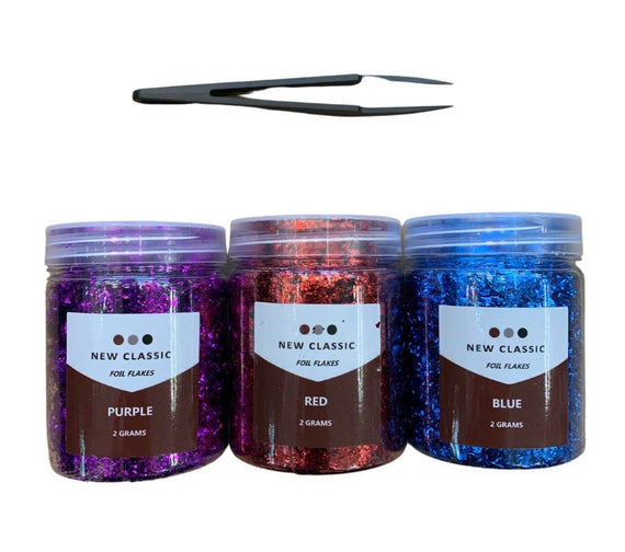 Purple, Red, Blue 3 Bottle Foil Flakes