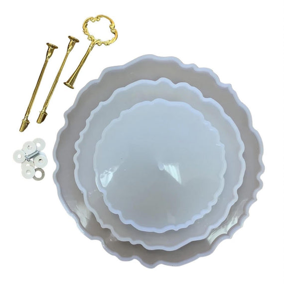 3 Tier Tray Mold with Gold Handle