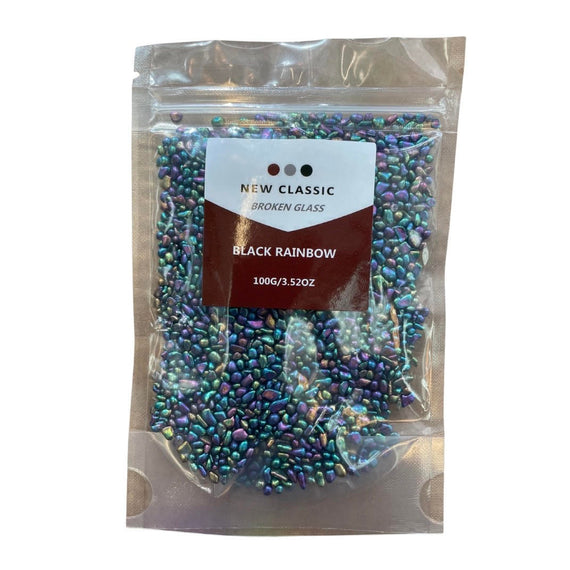 Black Rainbow Tumbled Glass - 100 Grams