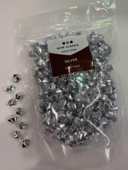 Silver Acrylic Stones - Small Size