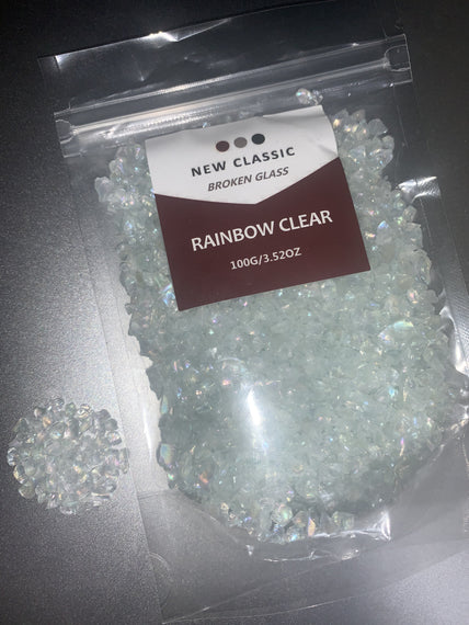 Rainbow Clear Broken Glass 100 Grams (Big Glass)
